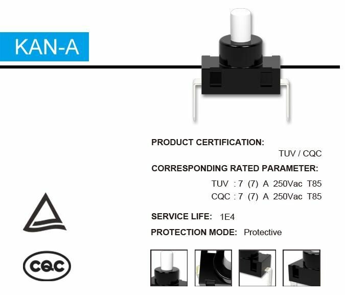 фото Кнопка пылесоса Zelmer KAN-A /PBS-02A/KAG01 ON-OFF ножки вниз (7A,250VAC)