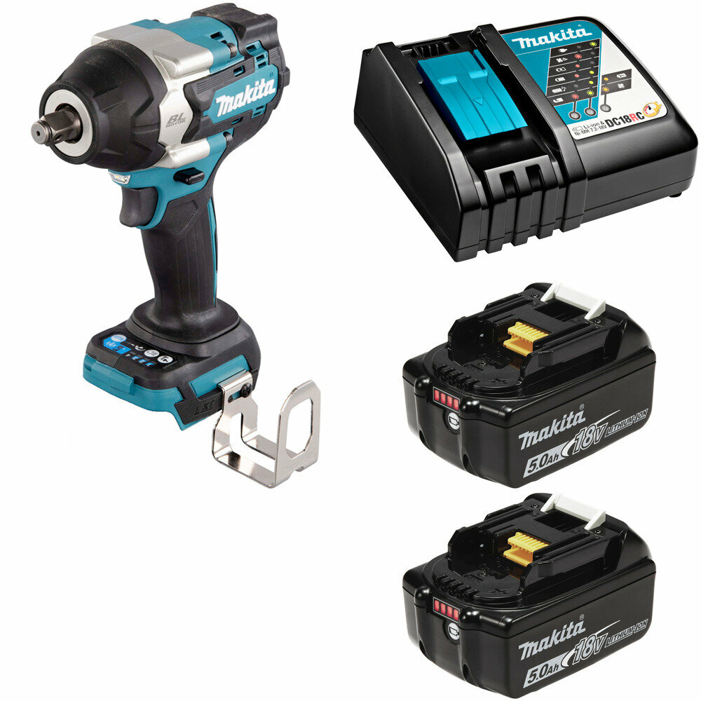 Гайковерт аккумуляторный 18В 700Нм - 1/2" Makita DTW700 Li-Ion 2x5Ач, з/у DTW700RTE