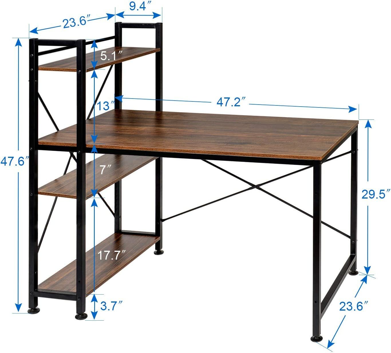 Компьютерный стол с полками для хранения в стиле Лофт - фотография № 2