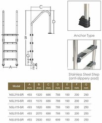 Лестница Emaux Standart NSL315-S 3 ступени, AISI-304 толщиной 1.0 мм (88076502), цена - за 1 шт