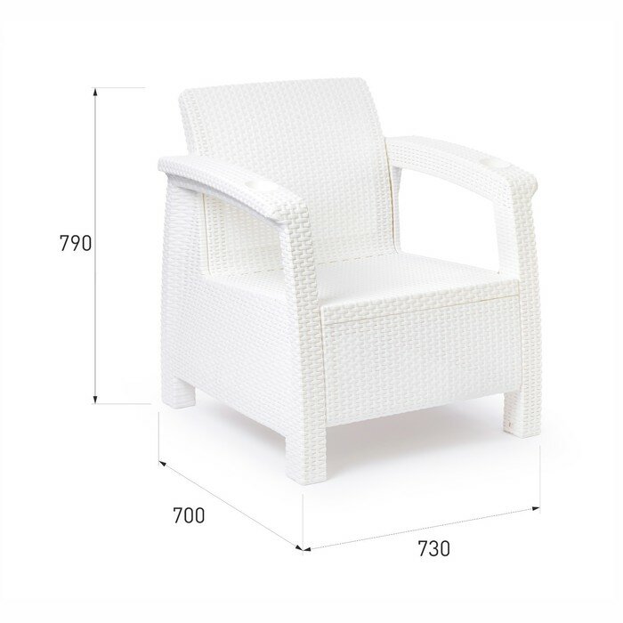 Кресло "Ротанг" 73х70х79 см, цвет белый - фотография № 2