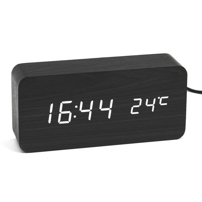 FlowMe Настольные электронные часы "Цифра-Т", термометр, белая индикация - фотография № 2