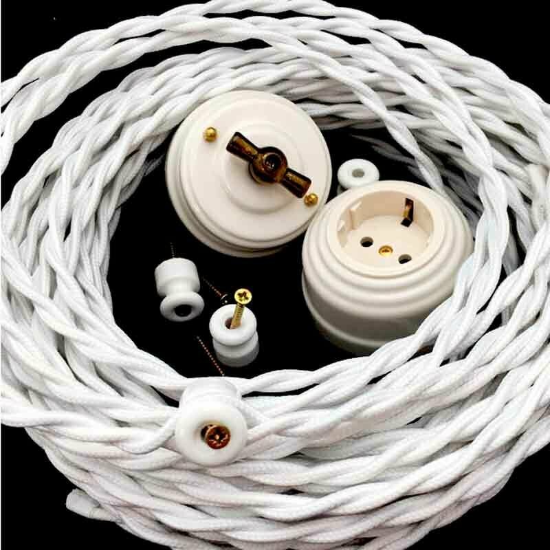 Электрический кабель Царский Стиль 2х0.75 мм2, 10 м, белый