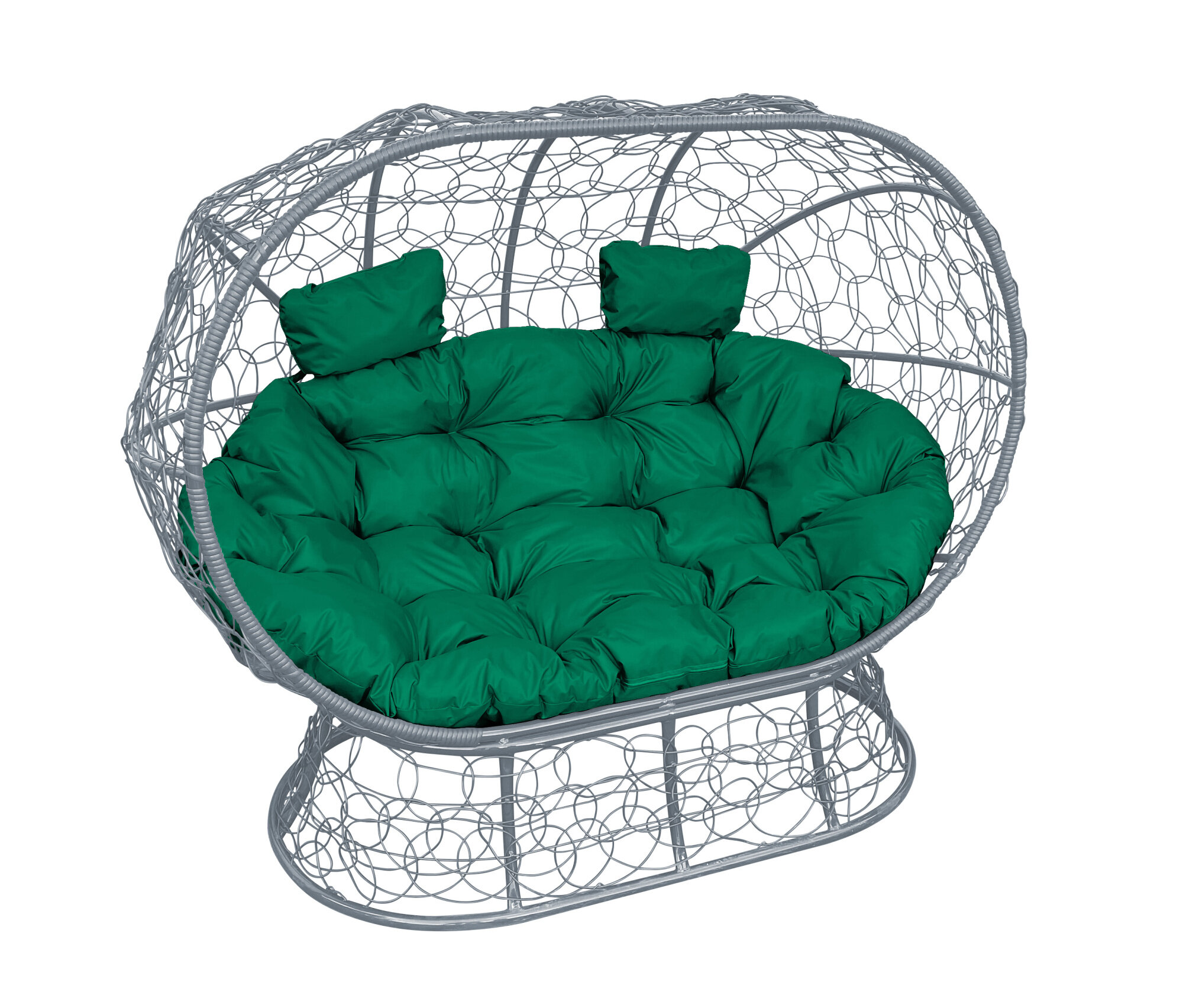 Диван M-group лежебока на подставке с ротангом серый зелёная подушка