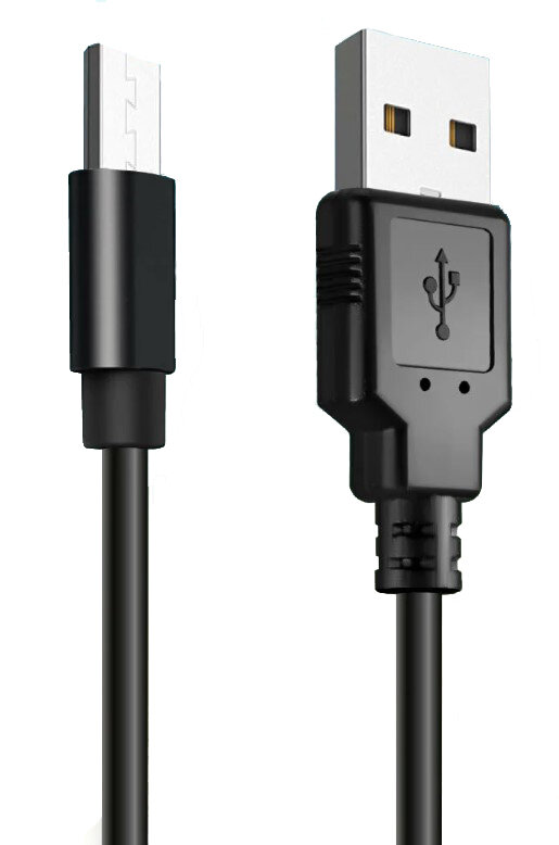 USB дата кабель Micro Usb, 1 метр, удлиненный разьем 8 mm, черный