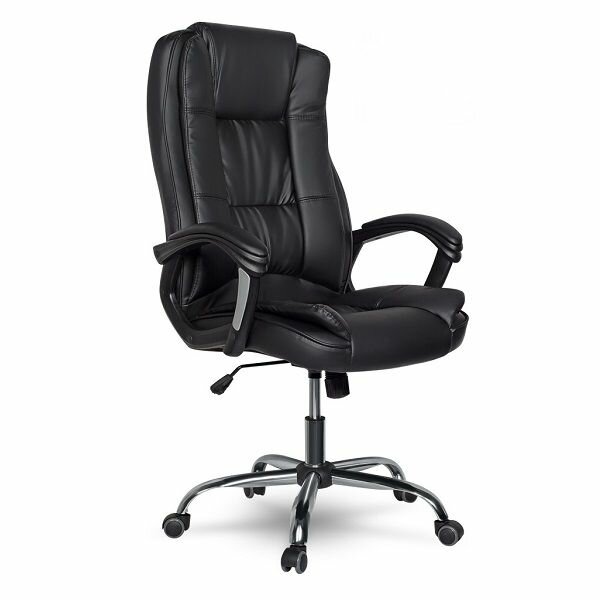Офисное кресло College CLG-616 LXH для руководителя макс. нагрузка 120 кг вес 18 кг мягкий материал обивки подлокотники с мягкими вставками черный