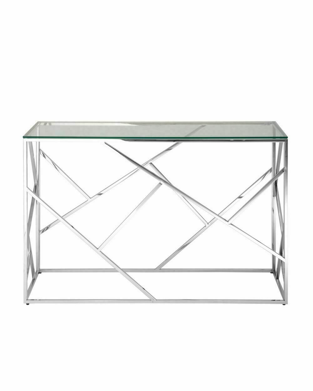 Консоль АРТ деко 120*40, прозрачное стекло, сталь серебро Hoff - фото №3