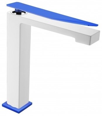 Смеситель для раковины Boheme Q 142-WUV.2 высокий, белый/ультрамарин