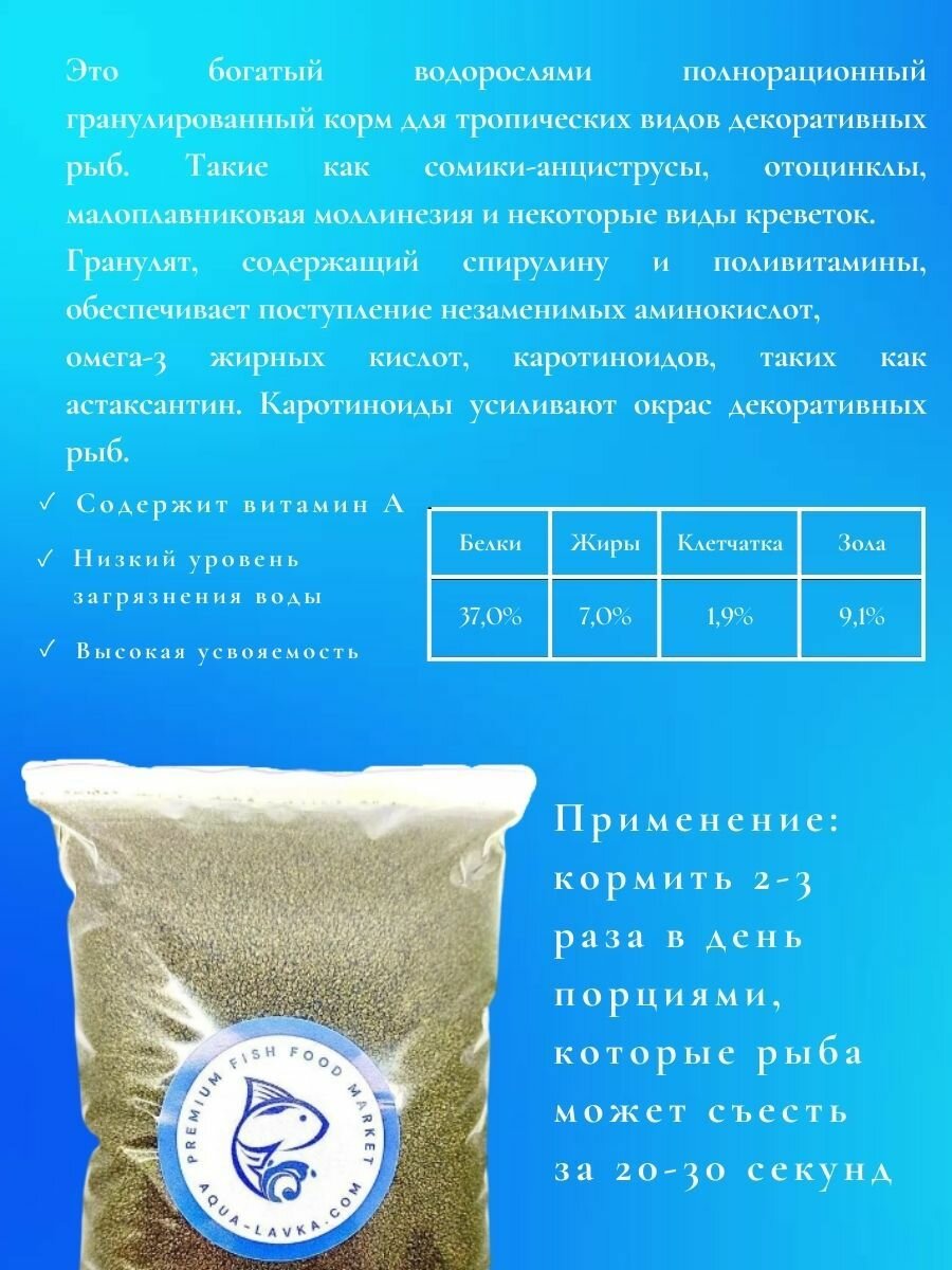 SPIRULINA GRANULATE 0,8-1,2 - сухой спирулиносодержащий корм для рыбок фирмы коппенс - фотография № 3