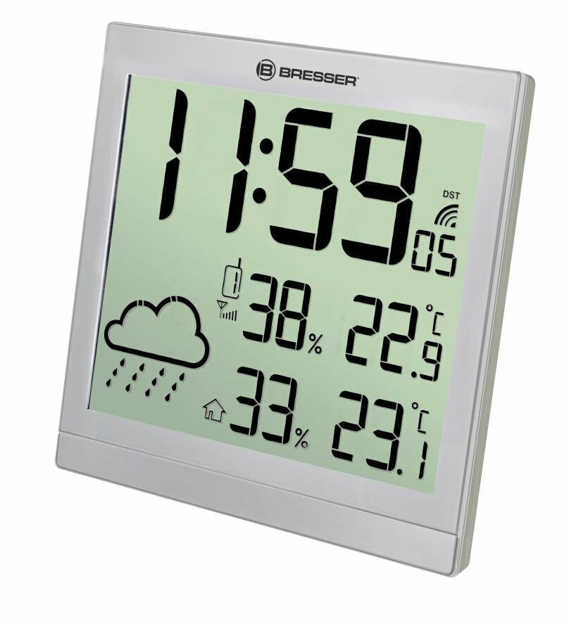 Bresser ClimaTemp JC LCD, Метеостанция (настенные часы), серебристая - фотография № 1