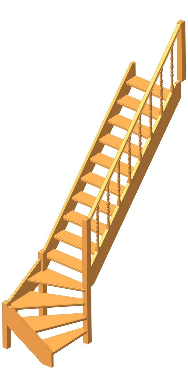 Деревянная межэтажная лестница ЛЕС-07 2880-3085 проем 2740-830 Сосна