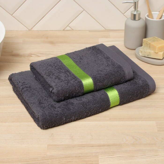 фото LoveLife Полотенце махровое Love Life "Самум" 50*90 см, серый, зеленый, 100% хл, 450 гр/м2