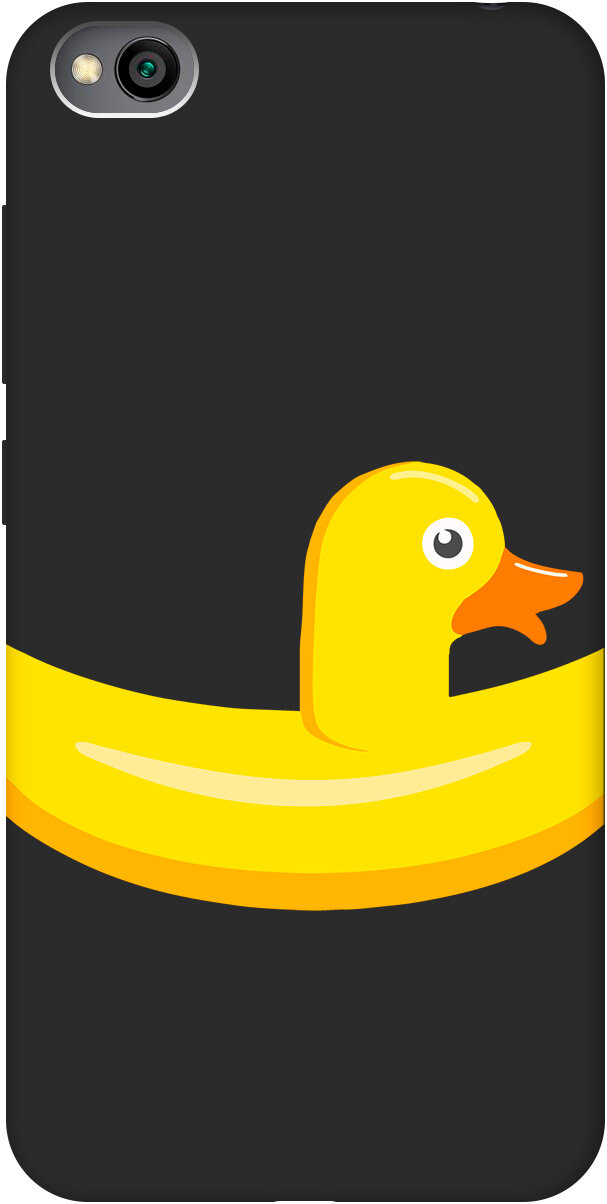 Матовый Soft Touch силиконовый чехол на Xiaomi Redmi Go / Сяоми Редми Го с 3D принтом "Duck Swim Ring" черный