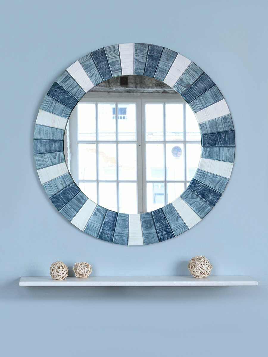 Зеркало deti-colors сосна серо-синий широкое 72см - фотография № 2