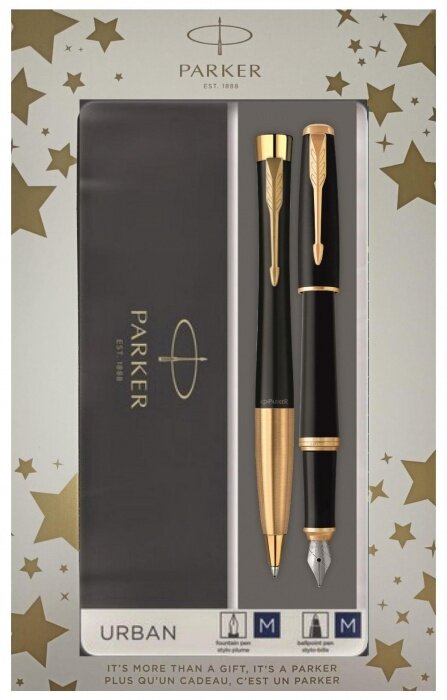 Parker 2093381-STAR Набор: шариковая + перьевая ручки parker urban core fk200, muted black gt (перо m)