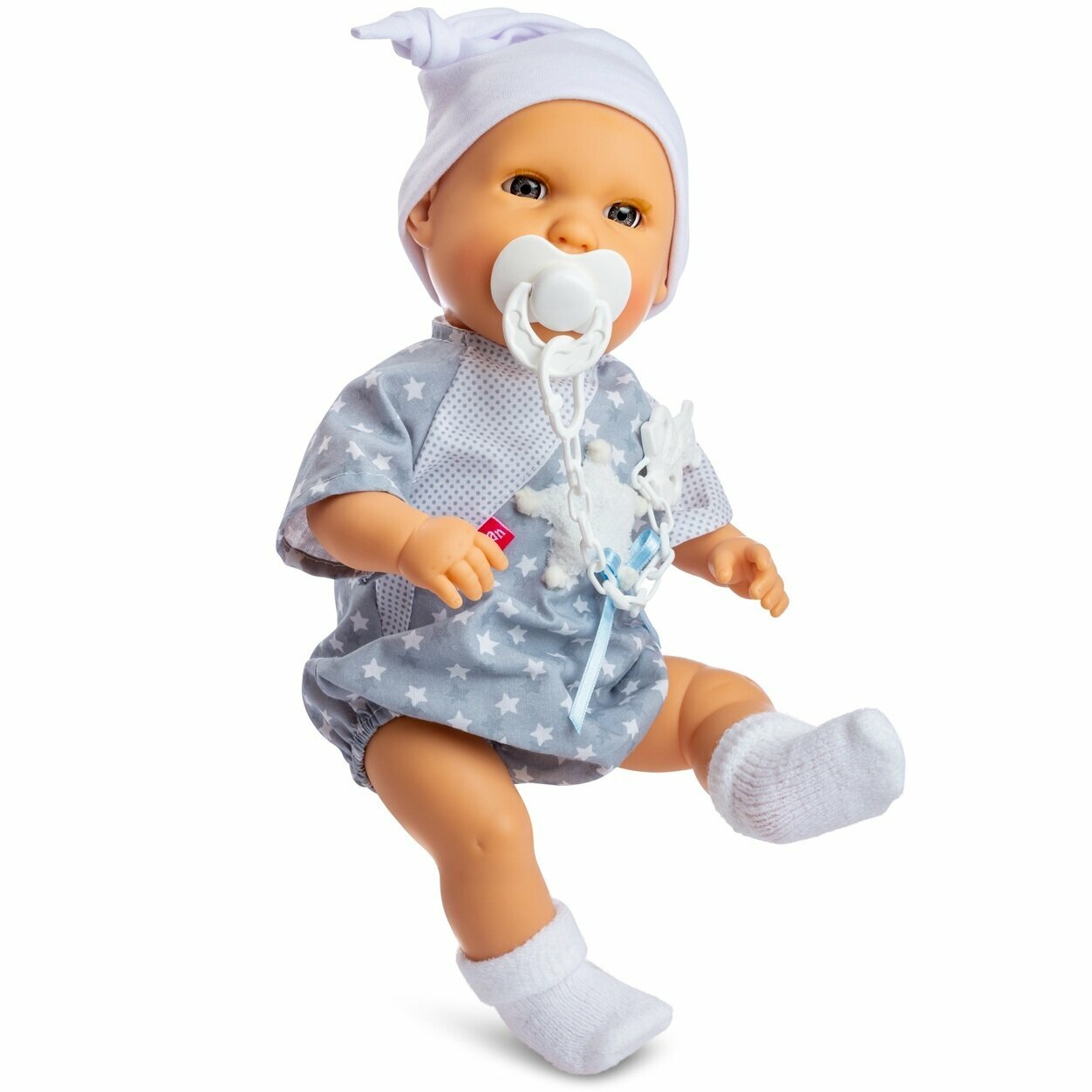Кукла Берхуан (Бержуан) Сусу мальчик в серой пижаме (плачущая, 38 см) - Berjuan lloron Susu Interactivo