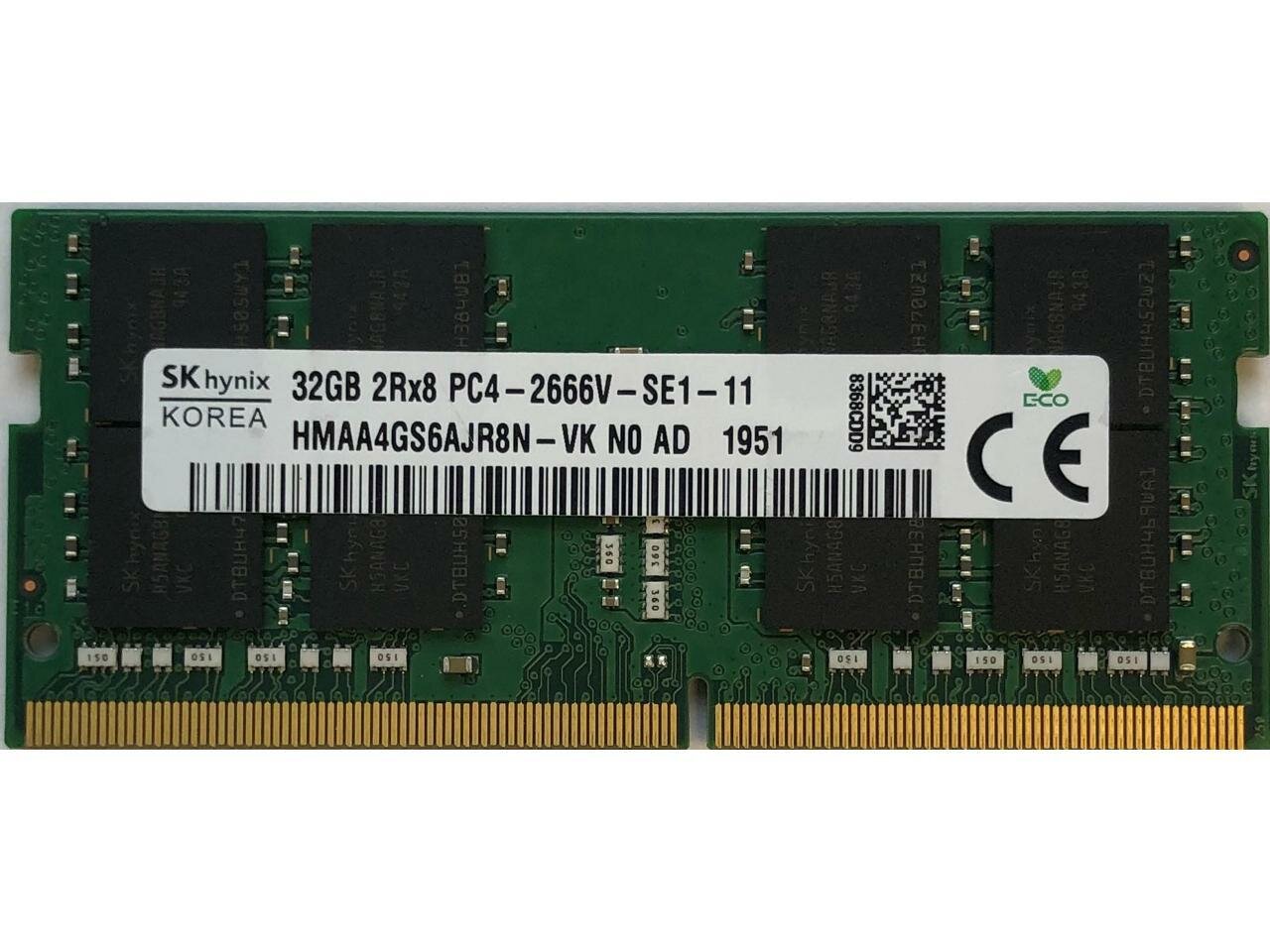 Модуль памяти 32 ГБ Hynix HMAA4GS6AJR8N-VK SO-DIMM, DDR4, PC4-21300, 2666MHz, 1.2V, CL19