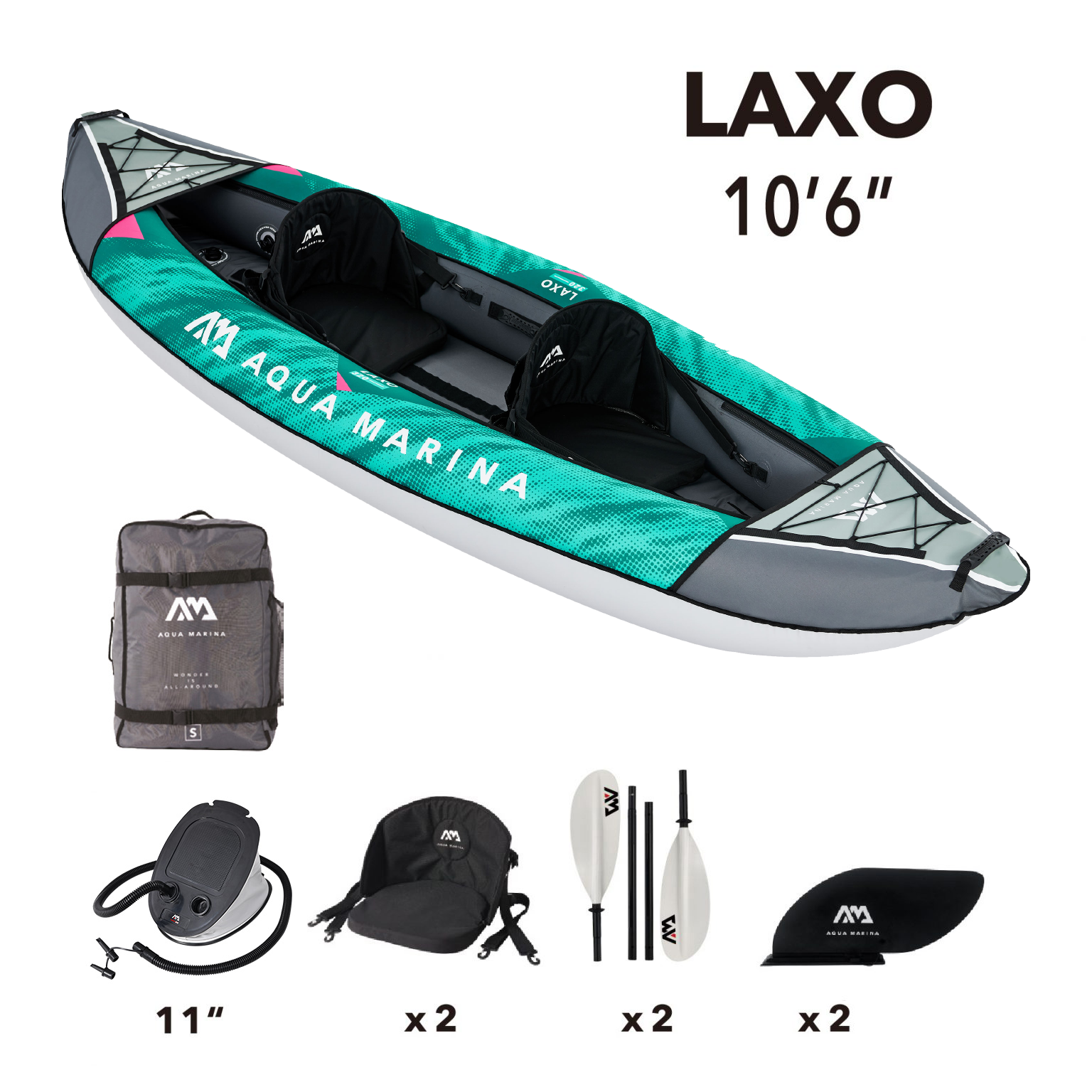 Каяк надувной Aqua Marina Laxo-320 двухместный с веслами