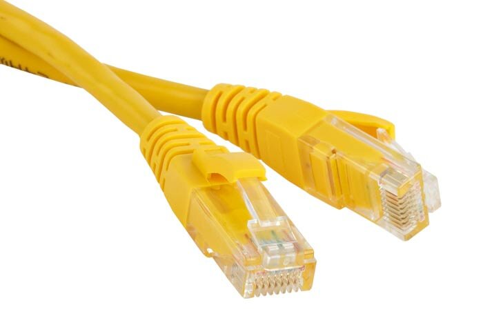 Патч-корд RJ45 - RJ45, 4 пары, UTP, категория 5е, 5 м, желтый, LANMASTER LAN-45-45-5.0-YL