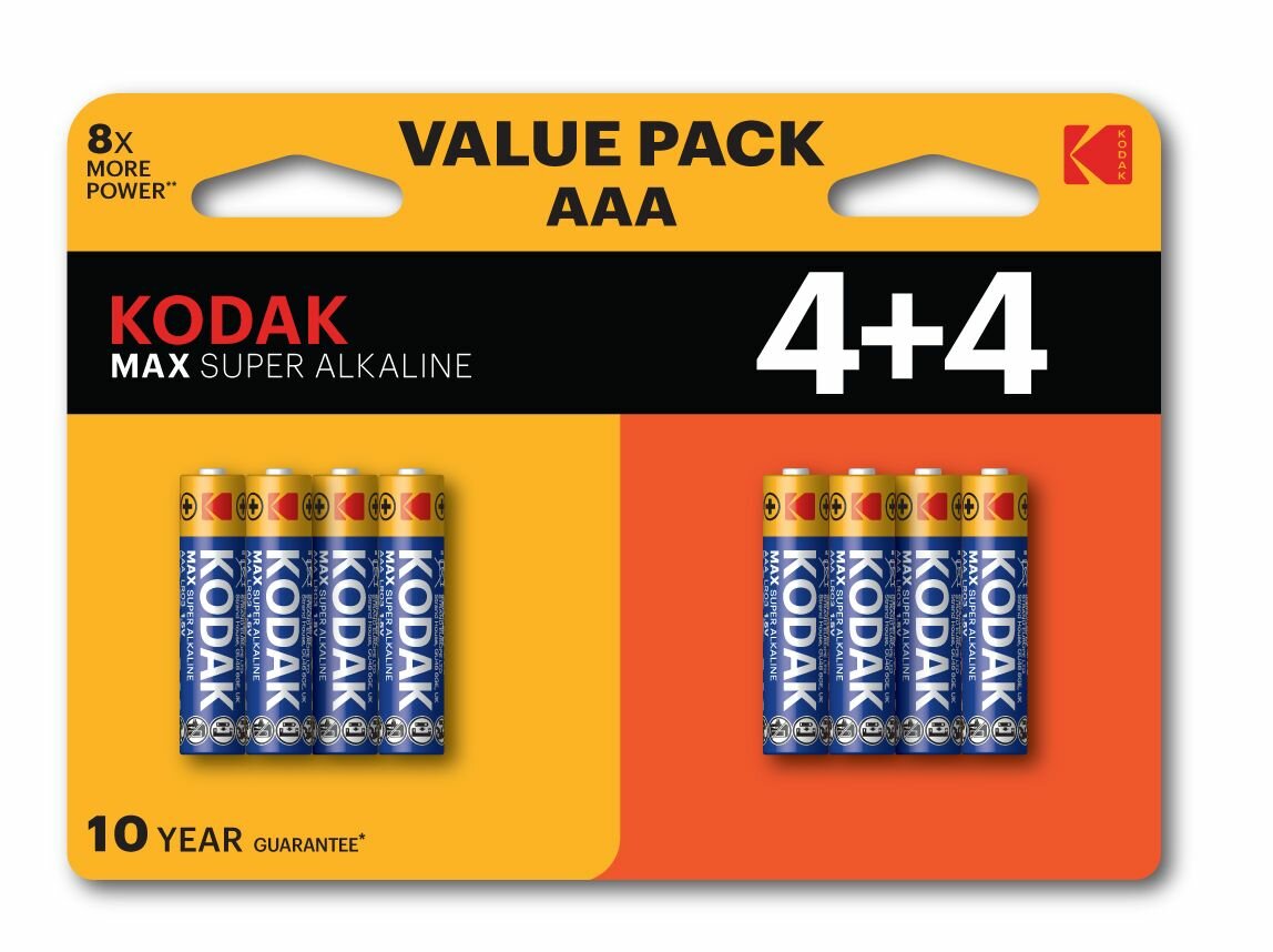 Батарейка Kodak Alkaline (мизинчиковые) AAA/LR03 8 шт.