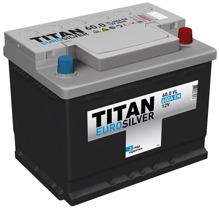 Автомобильный аккумулятор TITAN EUROSILVER 6CT-60.0 VL 242x175x175