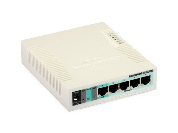 Беспроводной маршрутизатор MikroTik RB951G-2HnD 802.11bgn 300Mbps 2.4 ГГц 5xLAN USB белый