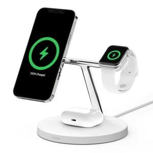 Беспроводная зарядная станция Belkin BOOST CHARGE PRO 3-в-1 iPhone + Apple Watch + AirPods MagSafe White