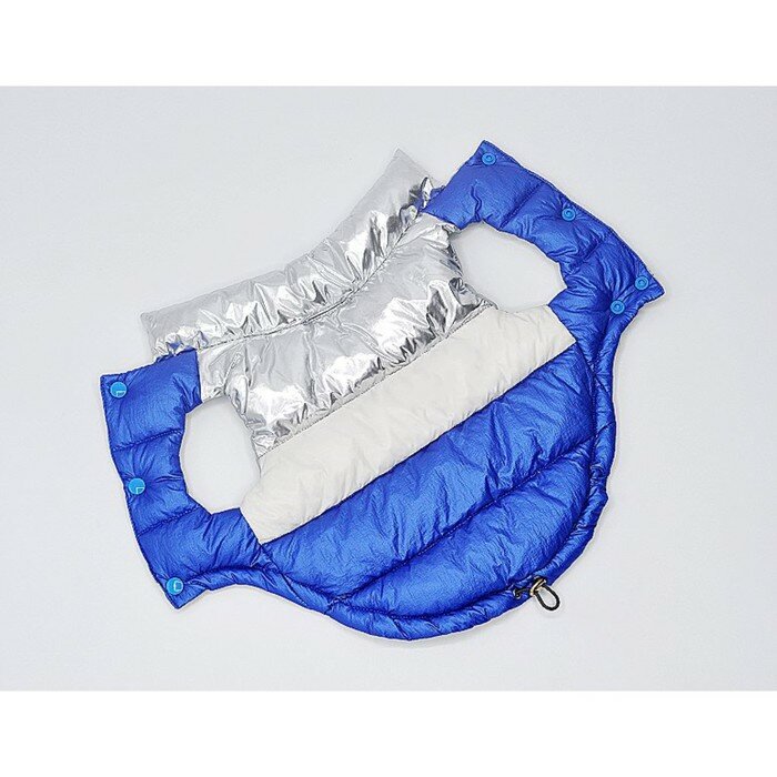 Куртка для собак с утяжкой размер 14 (ДС 32, ОГ 42, ОШ 31), серебряно-синяя - фотография № 2