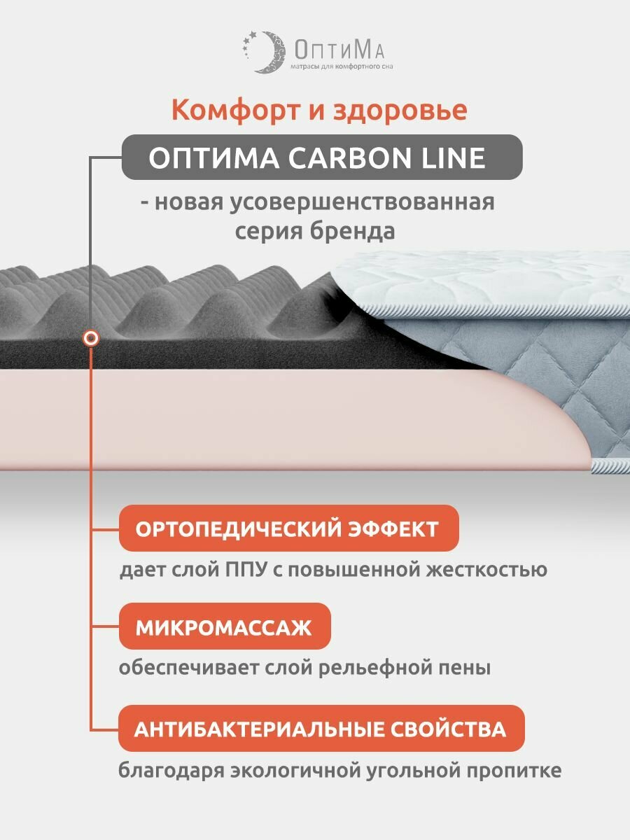 Матрас ортопедический 140х190 см ОптиМа, беспружинный, двуспальный, матрац для кровати, высота 16 см, с массажным эффектом - фотография № 4