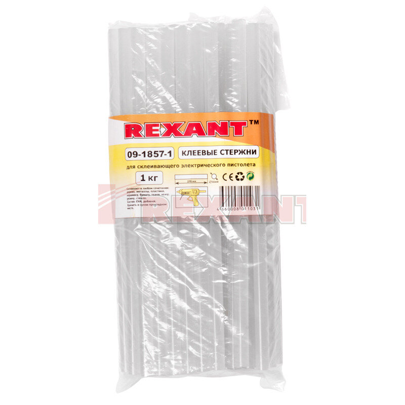 Стержни клеевые Rexant 09-1857-1 11 мм, 270 мм, прозрачные, 1 кг