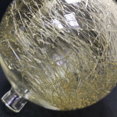 Плафон шарик паутинка золотой 100мм G4 - фотография № 3
