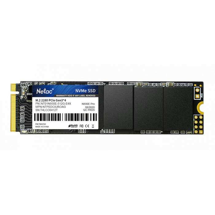 Ssd накопитель Netac SSD N930E Pro 512GB PCIe 3 x4 M.2 2280 NVMe 3D NAND, R/W up to 2080/1700MB/s, TBW 300TB, 3y wty