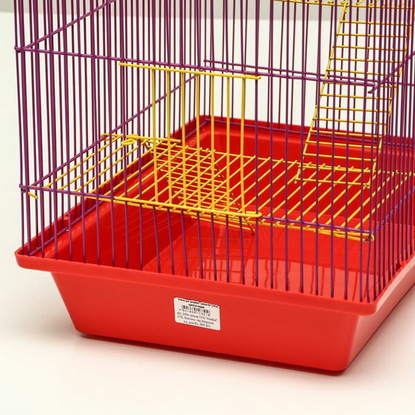 Клетка для грызунов с металлическими полками и лесенками, 41 x 30 x 50 см, красный - фотография № 5
