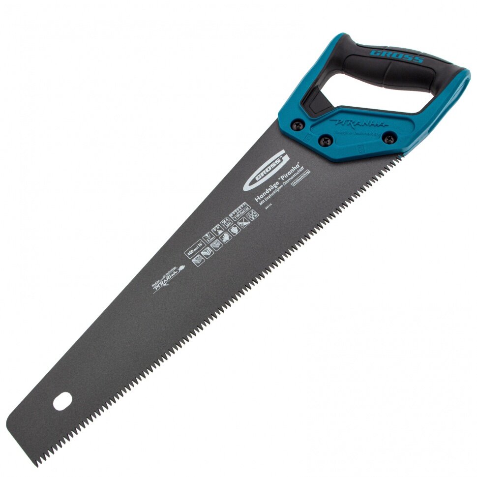 фото Ножовка по дереву "PIRANHA", 400 мм, 7 TPI, 3D-зуб, тефлоновое покрытие полотна, двухкомпонентная рукоятка Gross