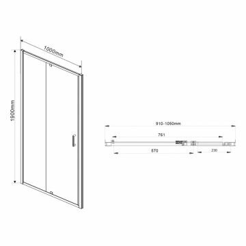 Душевая дверь Vincea Intra VDP-1I9010CL, 900/1000, хром, стекло прозрачное - фотография № 2