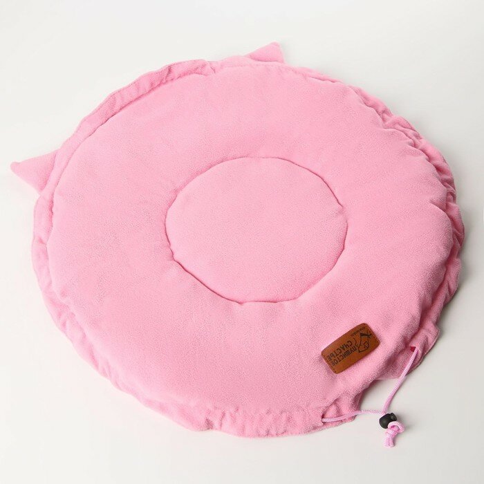 Лежанка для животных на стяжке с ушками, цвет розовый 50 см - фотография № 3