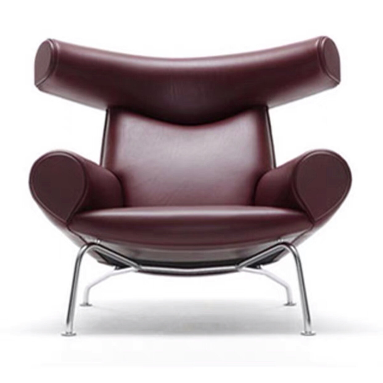 Кресло в стиле Wegner Ox armchair (бордовый натуральная кожа) - фотография № 1