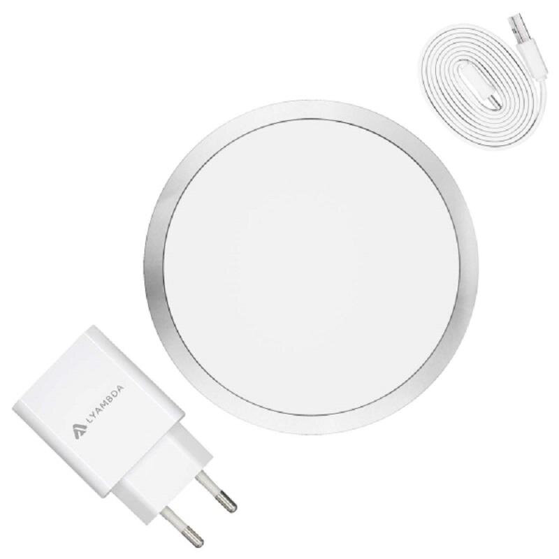 Зарядное устройство беспров, 10W + СЗУ QC3.0, Lyambda, бел, LW1