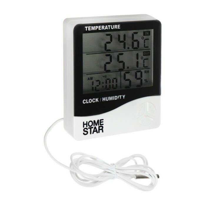 Термометр-гигрометр HOMESTAR HS-0109, комнатный, измерение влажности, белый - фотография № 1