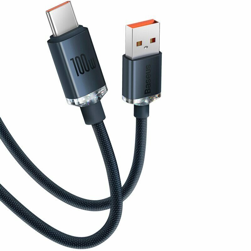 Кабель USB 2.0 A (m) - USB Type-C (m) 1.2м Baseus Crystal Shine Series Fast Charging 100W - Черный (CAJY000401)