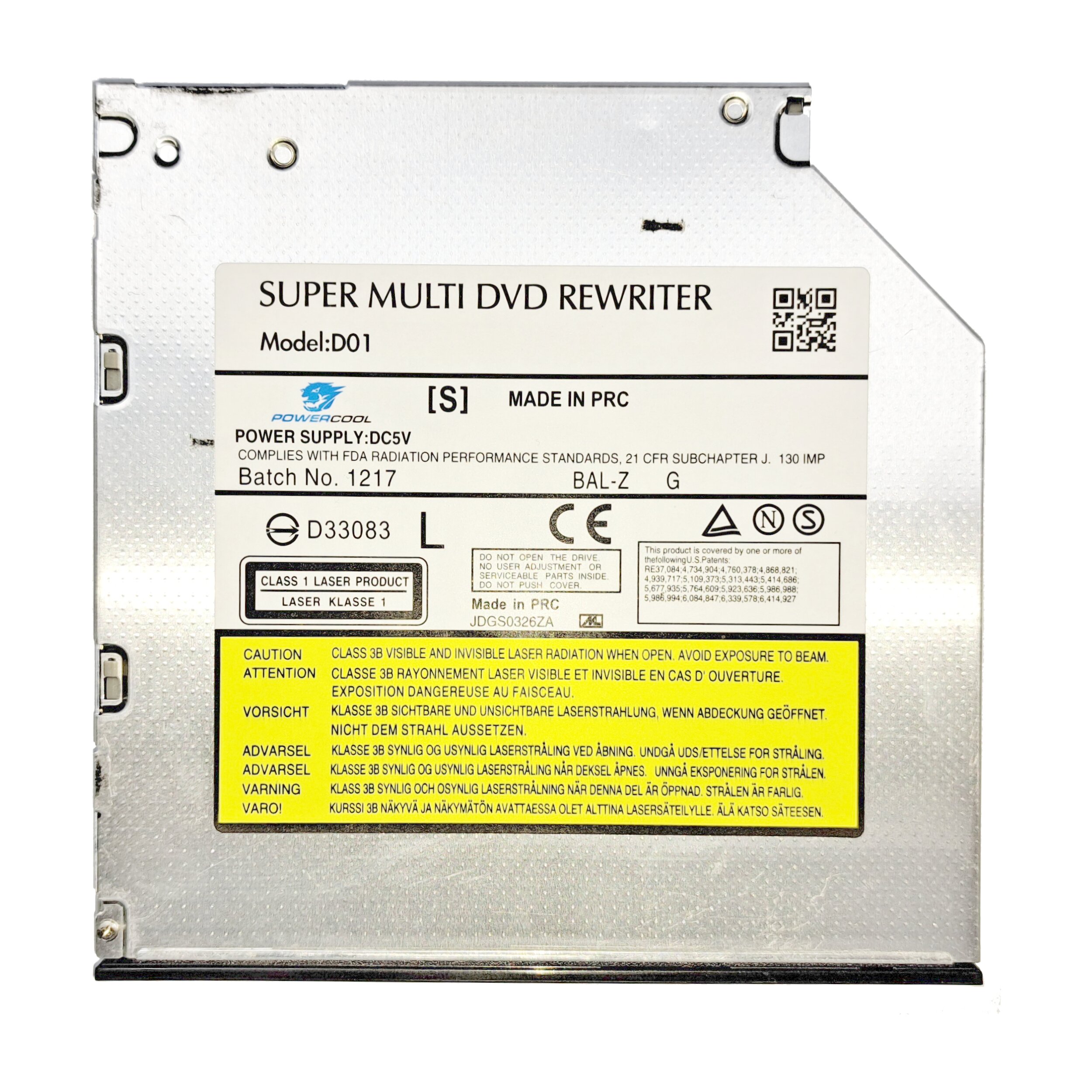 Привод DVD+/-RW 95mm Powercool модель D01 внутренний SATA черный