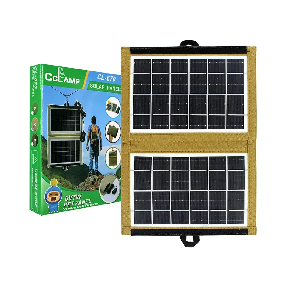 Солнечная батарея для зарядки телефона / Солнечная панель фотоэлектрическая портативная 7W