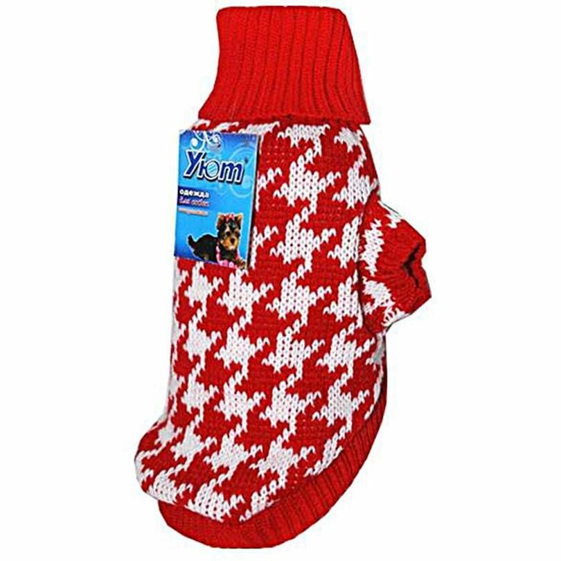 Одежда для собак Уют, свитер красный, 30 см, размер M, 1 шт.