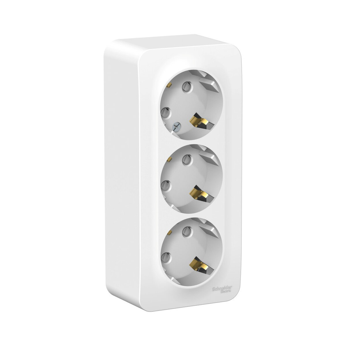 Розетка тройная Systeme (Schneider) Electric Blanca, накладная, с/з, со шторками, белая