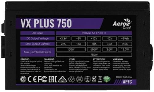 БП ATX 750 Вт Aerocool VX PLUS 750