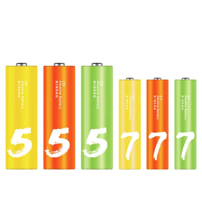 Батарейки алкалиновые Xiaomi ZMI Rainbow Zi5 AA/Zi7 AAA (12+12 шт.) (LR24), цветные