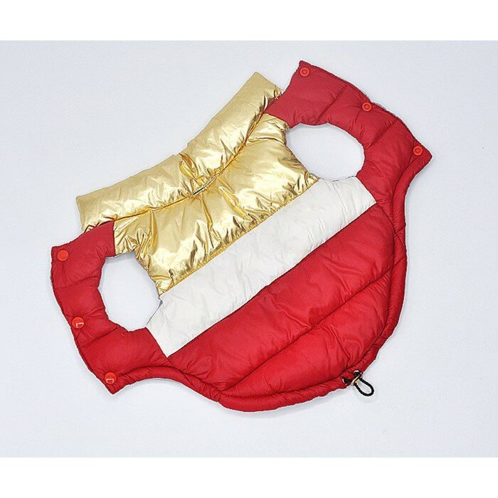 Куртка для собак с утяжкой размер 12 (ДС 28, ОГ 38, ОШ 27), золото-красная - фотография № 2