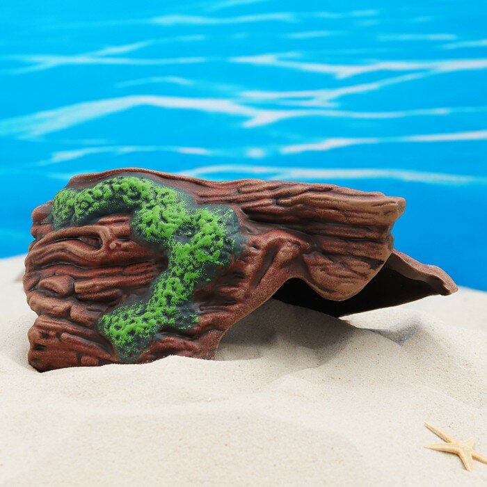 Декор для аквариума "Коряжка с мхом", керамический, 23 х 14 х 10 см - фотография № 4