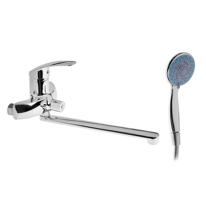 фото Смеситель для ванны Accoona A7125, однорычажный, излив 300 мм, душевой набор, хром