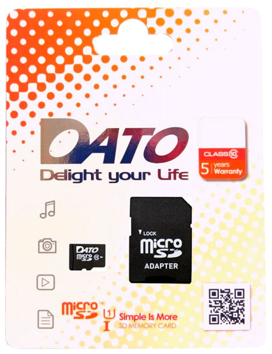 Карта памяти DATO microSDXC Class 10 UHS-I U1 + SD adapter